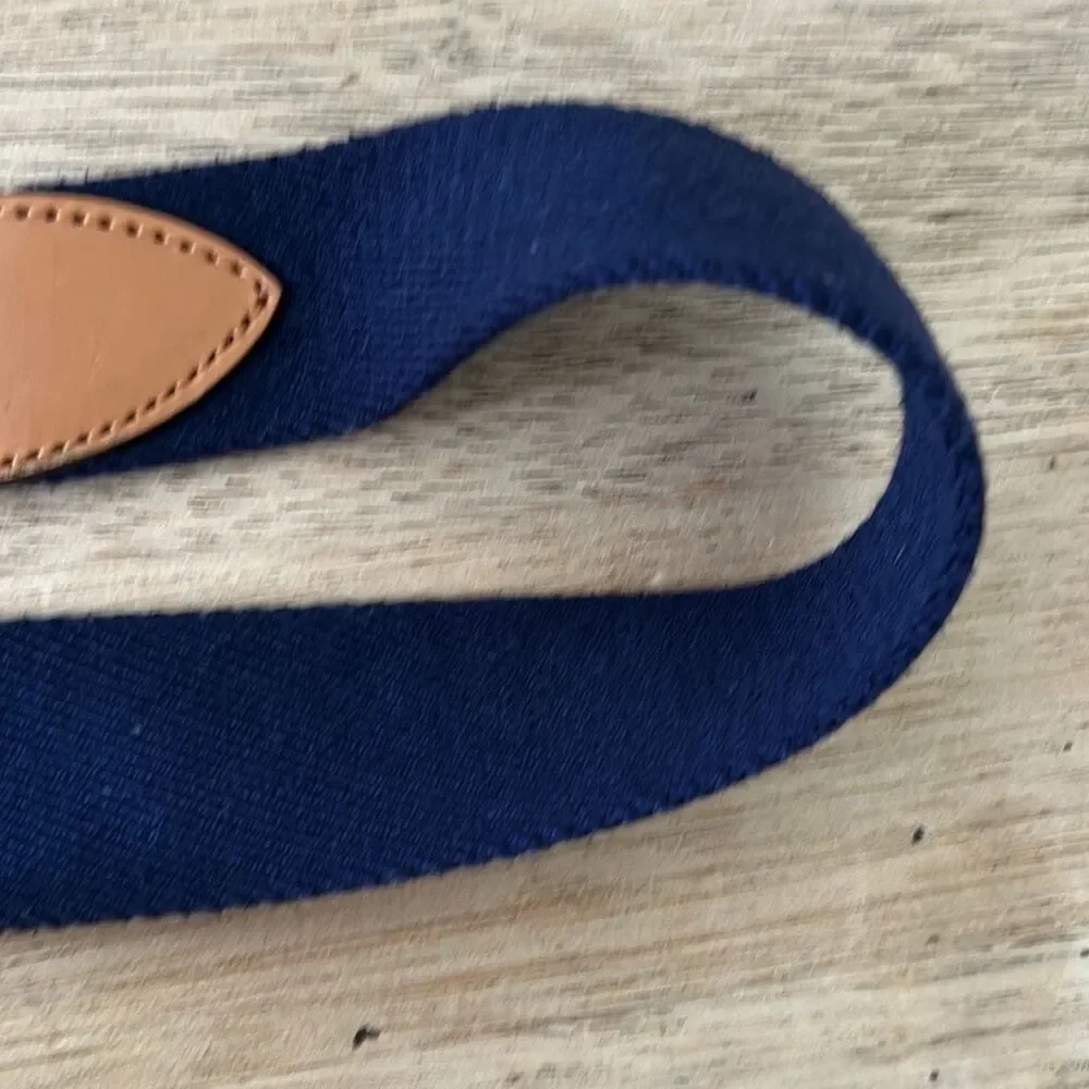 Regimental Club by Leyva navy brown leather webbing belt made in Spain size medi